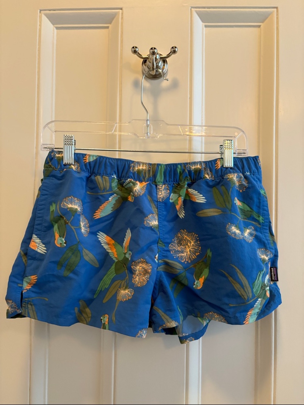 Patagonia Barely Baggies with Parrot Pattern
